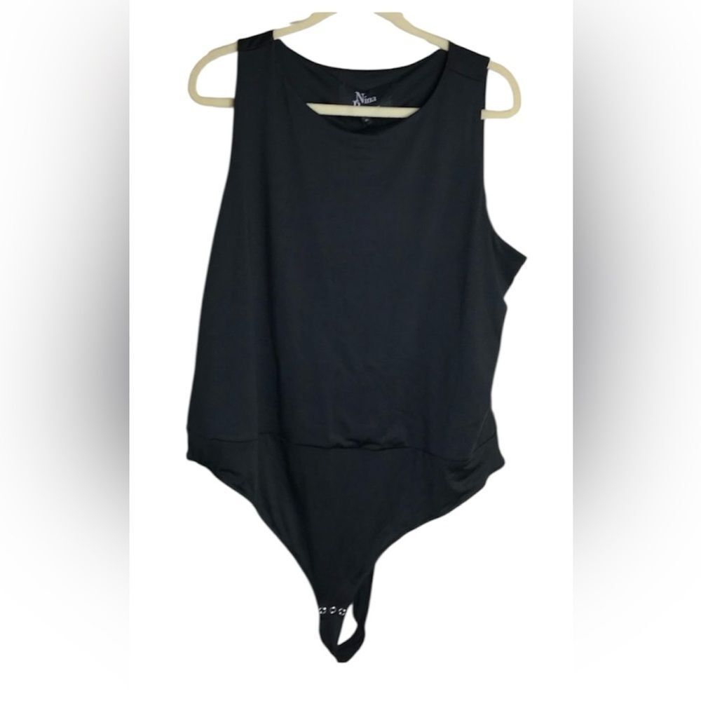NWT Nina Parker Black Women's Thong Snap Bodysuit